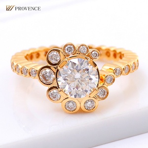 Anillos de Joyería de Moda de Alta Calidad, Anillos Personalizados de Oro Sólido de 18K, Anillo de Boda de Moissanita con Corte Brillante Redondo para Mujer - Product Image 1