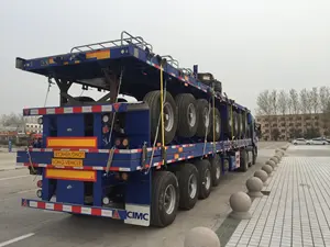 Venta caliente 3 Axle 40 Ft Semi Truck Trailer Flatbed Container Carrier con cabecero 40 Feet Truck Trailers para la venta