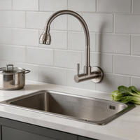 Robinet mural moderne en acier inoxydable 304 pour cuisine et salle de bain, avec bec flexible universel et pulvérisation double mode, OEM pour projets commerciaux
