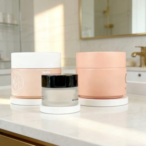 Skin Care Pink Body <b>Scrub</b> Glass Jar 5g 10g 15g 20g 30g 50g 100g Frosty Face Cream Glass Jar with Black <b>Cap</b> - Product Image 1