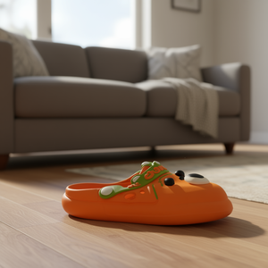 Ciabatte da uomo a cartoni animati, arancioni, con tomaia in PVC, suola in EVA, per l'estate, casual, slip-on, punta tonda, spessore 15 mm - Product Image 2