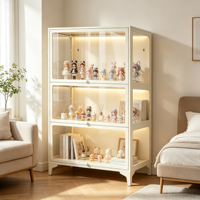 Vitrine en verre moderne, multifonctionnelle, design gain de place, 3 compartiments, meubles de salon