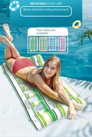 Flotador Inflable Resistente de PVC para Piscina con Orificios para Niños y Adultos, Cama Flotante Engrosada con Diseño de Rayas Coloridas