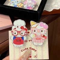 Pince à cheveux unisexe mignonne et élégante, style chat KT, inspirée d'Instagram, motif cœur girly, en cristal, type bec de canard, petite pince pour franges