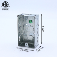 2018 boîte de jonction rectangulaire électrique pratique en métal boîte de commutation étanche Protection IP54 acier galvanisé de 1 à 1/2 pouces de profondeur