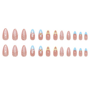 <span class=keywords><strong>Uñas</strong></span> <span class=keywords><strong>Postizas</strong></span> Francesas Estilo Stiletto Ondulado, 24 Piezas, Venta al Por Mayor, <span class=keywords><strong>con</strong></span> Línea Brillante Azul, <span class=keywords><strong>Uñas</strong></span> Decorativas ABS - Product Image 4