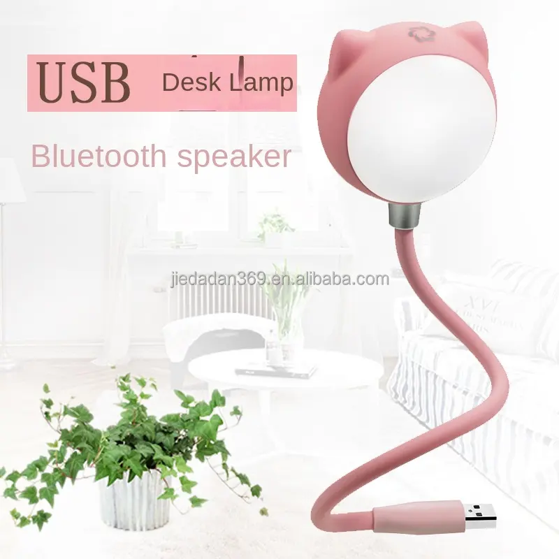 Creative Gift Cartoon Cat Touch LED Desk Usb Lamp with Bluetooth Speaker Sunset Lamp