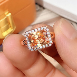 Anello con pietra ovale gialla per donna, pietra principale 8x10, elegante gioiello da dito alla moda - Product Image 3