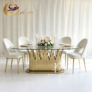 Banquet Hall Furniture Stainless Steel Romantic&Elegant Modern Dining <b>Table</b> Set for Home Hotel & Outdoor Use Customized Options - Product Image 1