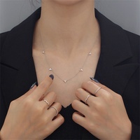 FUAMAY Alibaba - Collar Clásico de Plata 925 con Cadena de Eslabones y Circonitas, Diseño de Flor Triple Unisex, Ideal para Aniversario