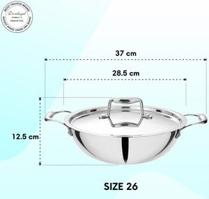 Poêle Triply Kadhai 26 cm en Acier Inoxydable 304 de Qualité Supérieure, Durable, Idéale pour la Friture, la Sautée, le Stir-Fry et la Cuisine Domestique - Product Image 6