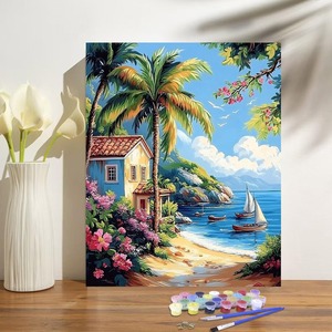 Tùy Chỉnh Bán Buôn Không Thấm Nước Thân Thiện Với Môi Bãi Biển Phong Cảnh Sơn Dầu Kit Vải Sơn Số Bộ Dụng Cụ Cho Trang Trí Nội Thất Tường Vải - Product Image 1