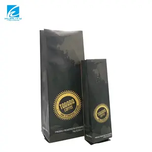 Custom Laminated Reusable Stand Up Bag Side Gusste Food Packaging Plastic Aluminium Foil Coffee Bag With Valve