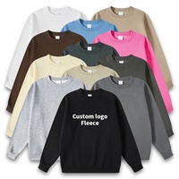 OEM Pull-over en polaire DTG surdimensionné de haute qualité 345 g/m² col rond vierge Sweat-shirt de rue lourd pour hommes avec logo
