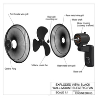 Ventilateurs muraux oscillants de haute qualité pour salle de bain, électriques, avec commande, pour usage domestique, en plastique