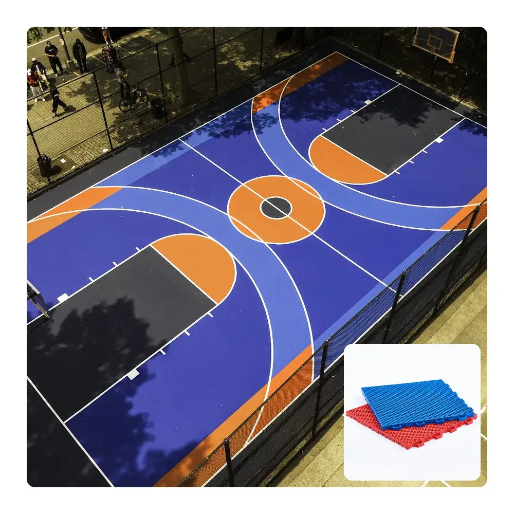 FIBA ha approvato il pavimento del parco giochi del campo sportivo di 100% pp per il pavimento di plastica delle mattonelle del campo da basket galleggiante