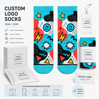 Chaussettes personnalisées imprimées pour adultes, motif couleur intégrale, en coton doux, pour la vente au détail, les marques, les écoles, les clubs, les événements et les uniformes.