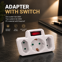 Adaptador de Enchufe Multiusos de 3 Vías, 16A 250V, Ignífugo, Convertidor de Enchufe Individual para Hogar y Oficina en la UE y Alemania, con Certificación CE y 2 Años de Garantía
