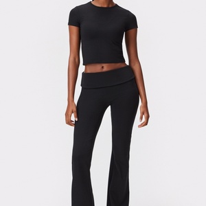 High Elastic Breathable Eco-Friendly Four-Way Stretch Yoga Set Women <b>Flared</b> Legs Gym Outdoor Sportswear Workout <b>Leggings</b> Suit - Product Image 4