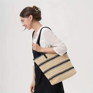 กระเป๋าถือสานมือสุดหรูขนาดใหญ่ พกพาสะดวก สายโซ่ ใช้ซ้ำได้ เหมาะสำหรับวันหยุดพักผ่อน - Product Image 4