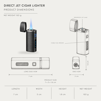 Briquet torche noir brossé, briquet à flamme jet, coupe-vent, rechargeable USB, avec fenêtre de niveau de carburant visible, cadeau pour hommes, vente en gros
