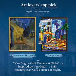 Reobrix 66702 Café en la Terraza Nocturna <span class=keywords><strong>de</strong></span> Vincent <span class=keywords><strong>Van</strong></span> <span class=keywords><strong>Gogh</strong></span>, Set <span class=keywords><strong>de</strong></span> Bloques <span class=keywords><strong>de</strong></span> Construcción, Luz Cálida, Arte Mural 3D, Kits <span class=keywords><strong>de</strong></span> Ladrillos MOC, Regalo Creativo - Product Image 2