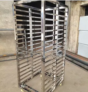 Industrielle gebrauchte Edelstahl Metall Backform Rack Wagen Backwagen mit vier Rädern