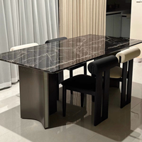 Nouvelle table à manger contemporaine haut de gamme pour la maison, le restaurant ou l'appartement, avec plateau en marbre