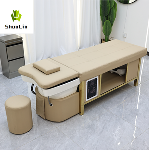 เตียงนวดสระผมหนังสังเคราะห์สไตล์โมเดิร์นหรูหรา โครงสแตนเลส ฟองน้ำความหนาแน่นสูง สำหรับร้านเสริมสวยและสปาผม - Product Image 6