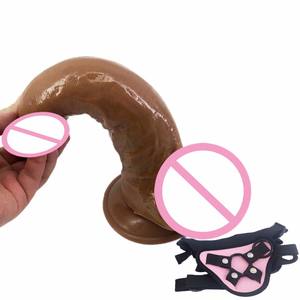 Tienda 9,4 pulgadas Correa en consolador Arnés con cinturón de cuero ajustable para mujeres Vagina <span class=keywords><strong>Anal</strong></span> lesbiana orgasmo juguete sexual - Product Image 6