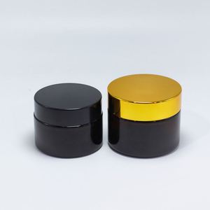 Vente en gros de contenants cosmétiques en verre ambré pour crème pour le visage, 30g, 50g, 60g, 100g, 120g, 150g, 240g, 270g, avec couvercle à vis noir ou doré - Product Image 4