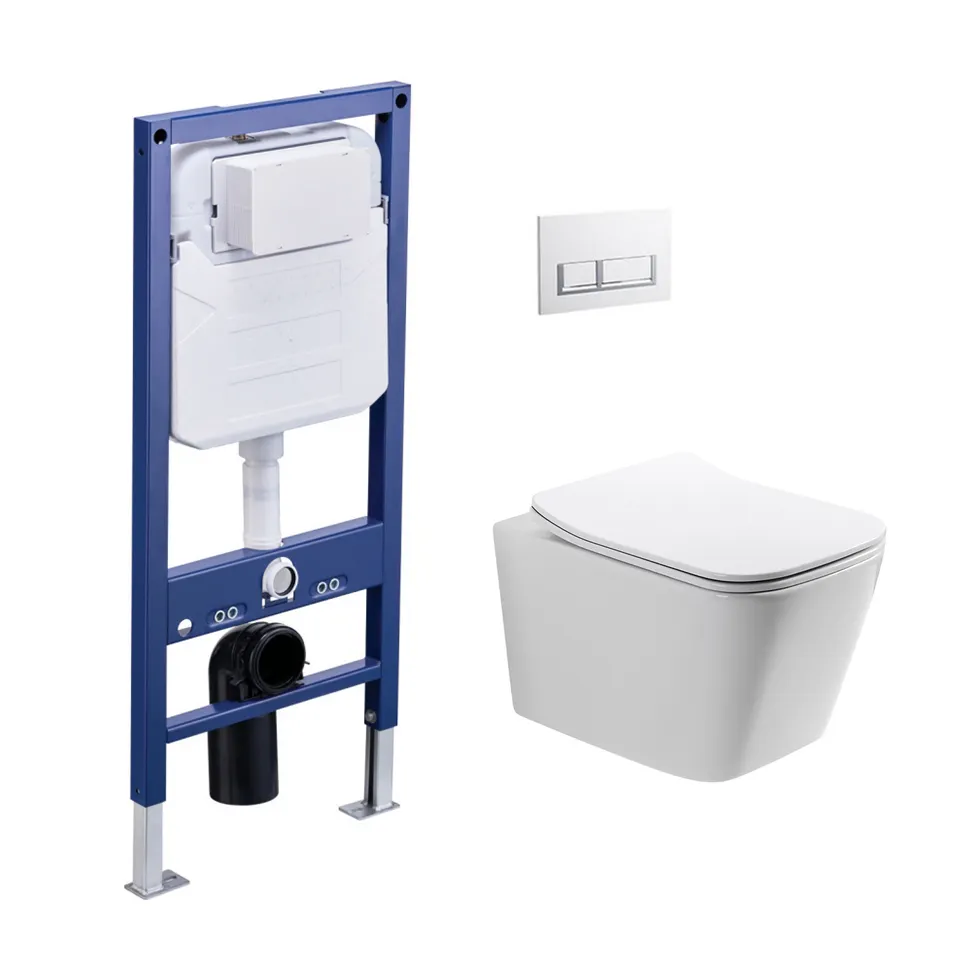 wall hung mount concealed toilet cistern flush tank wc upper dual push toilet cover flushing concealed cistern