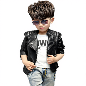 Chaqueta Casual de Cuero y Algodón para Niños LURI 2025, Otoño Invierno Primavera, con Cuello Alto y Detalles de Remaches, Abrigo Moderno y Elegante para Niños - Product Image 4