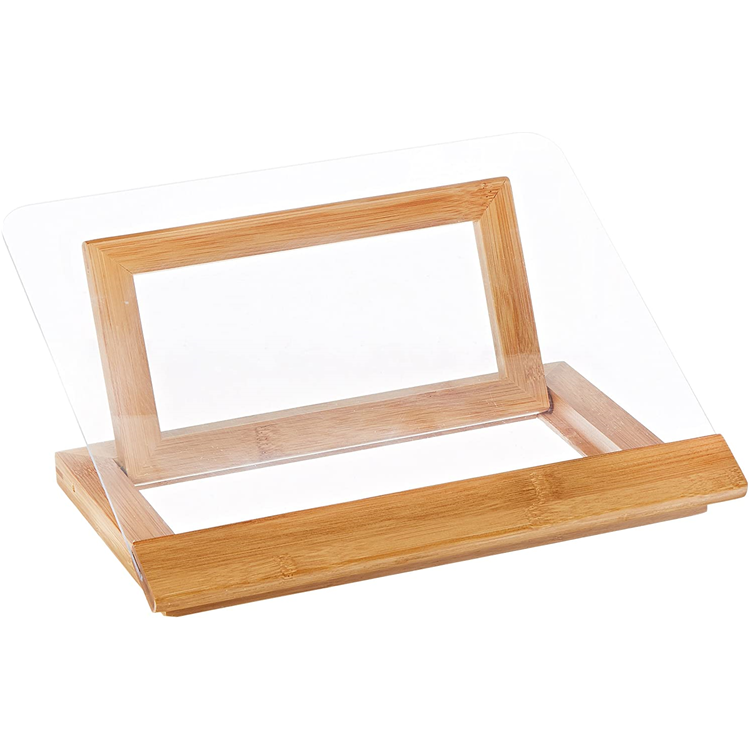 Лидер продаж на Amazon, акриловая подставка для книг, лоток для страниц, бумажные зажимы, подставка для рецептов, бамбуковая подставка для книг