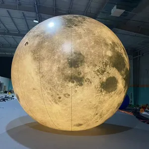 Advertising Giant Inflatable Moon Model With Led Light / Large Inflatable Moon Balloon For Decoration