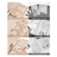 PU cuir personnalisé suspendu luxe velours plateau tiroir boîte bijoux stockage livre organisateur cas reliure à anneaux avec fermeture éclair pochette sac