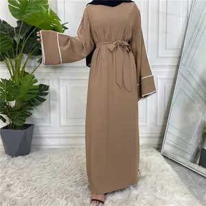 Modest Wear Muslim Dress Open Abaya With Inner Dress Islamic Luxury Clothing Dress 6 Colors For Women