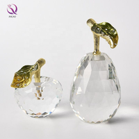 Décoration de bureau originale en émail couleur feuille d'or artisanat léger luxe cristal clair pomme poire pour la décoration intérieure