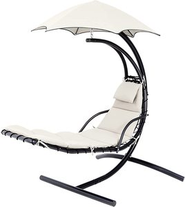 Chaise longue suspendue Danlong Outdoor Dream Chair en acier courbé avec coussin intégré et auvent amovible - Product Image 1