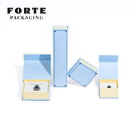 Boîte à bijoux magnétique bleue FORTE, nouveau design de luxe, haute qualité, logo personnalisé, vente en gros pour emballage cadeau