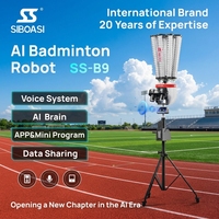 Robot de Bádminton Inteligente, Programable, Portátil, con Control Remoto, Duradero, para Entrenamiento de Habilidades con Ejercicios Cuadrados de Dos/Tres Líneas, 200 Volteretas