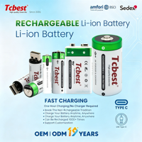 Baterai Isi Ulang 3.7V 2200mAh 18650 USB C Tipe Li-ion 1200 Siklus untuk Senter Speaker Kipas