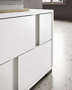 <span class=keywords><strong>Commode</strong></span> blanche moderne pour chambre à coucher, design haut avec 4 tiroirs, idéale pour salon et chambre. - Product Image 6