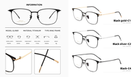 Monture de lunettes en titane pur anti-lumière bleue avec verres transparents, monture complète, personnalisable OEM/ODM, pour lunettes de vue myopie