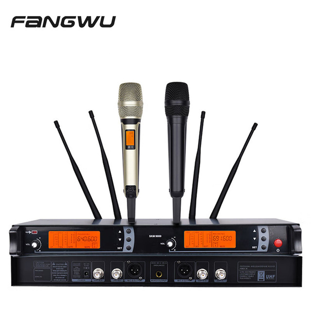 Professional UHF Single-Transmitter Dual-Microphone Wireless Stage Performance Home KTV Bar Karaoke True Dual-Microphone Set