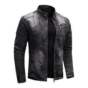 Giacca da motociclista all'ingrosso da uomo 2025 grigio scuro giacca da motociclista per uomo con cerniera anteriore giacca di alta qualità in denim - Product Image 5