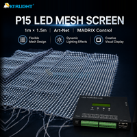Écran LED flexible en maille pour extérieur P15, IP68 étanche, transparent, façade média de bâtiment, affichage en grille de pixels
