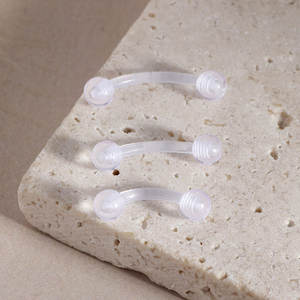 Bijoux de <span class=keywords><strong>piercing</strong></span> pour sourcils en acier inoxydable argenté, acrylique transparent, double tête, barre à billes, <span class=keywords><strong>piercing</strong></span> Daith Conch - Product Image 4