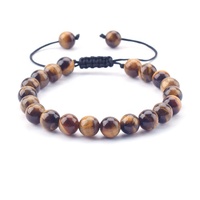 Vente en Gros Bracelets Macramé Tressés Ajustables Tendances en Perles de Pierre Naturelle et Cristal de 8 mm pour Hommes, Femmes, Symbole Chrétien