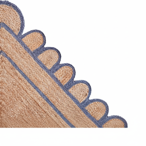 Garniture festonnée tapis de Jute motif pétoncle tapis bleu Jute tapis tressé à la main Jute tissé à la main tapis personnalisé prix de gros - Product Image 1